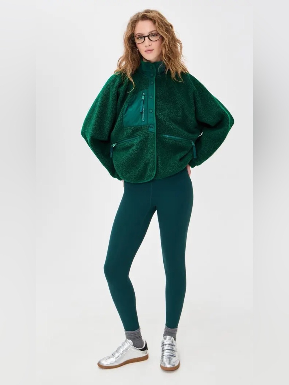 NWT FREE PEOPLE Hit The Slopes Fleece Jacket - Evergreen Sz M